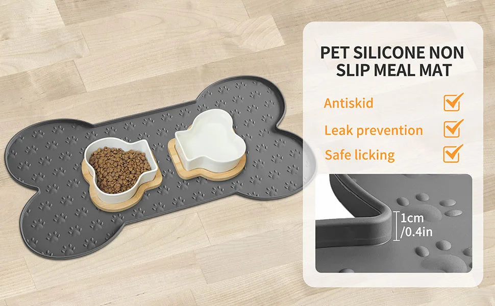 Thicker Silicone Dog Feeding Mat with Raised Edge