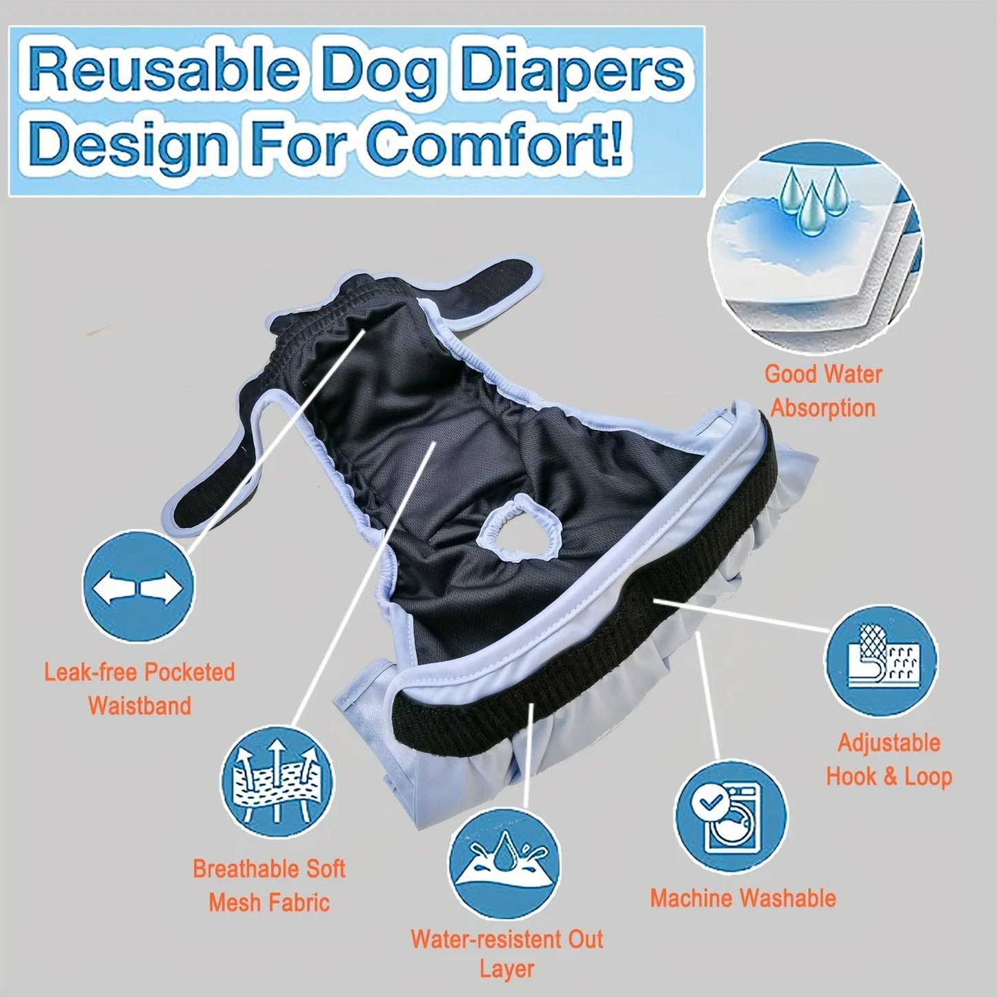 Washable Female Dog Diaper Dress